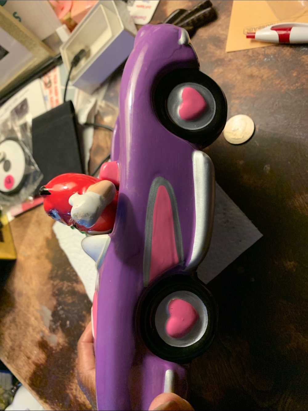 Collectible M&M'S Purple Toy Car with Red and Green M&M Characters - Picture 3 of 5